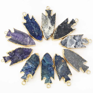 4pcs Natural Stone Crystal Arrow Rough Necklace Pendant DIY Healing Charm