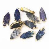 4pcs Natural Stone Crystal Arrow Rough Necklace Pendant DIY Healing Charm