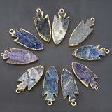 4pcs Natural Stone Crystal Arrow Rough Necklace Pendant DIY Healing Charm