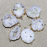 4pcs Natural Stone Agates Pendants Slice Double Hole Jewelry Making