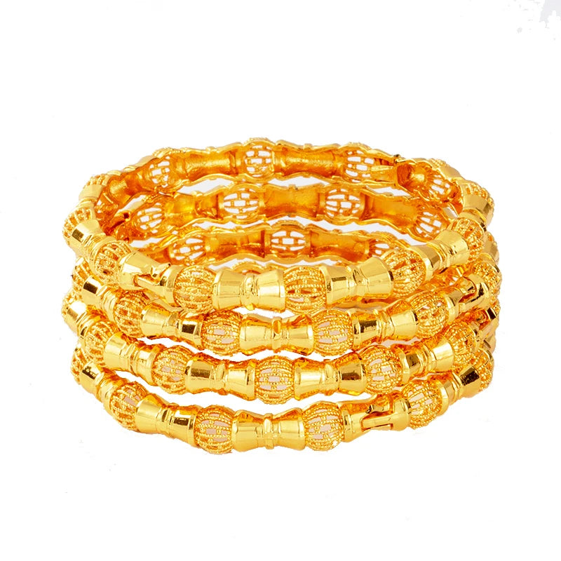 4pcs Nigerian Wedding Jewelry Dubai Bangles Ethiopian Bangles & Bracelets