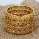 4pcs Saudi Arabic 24K Bracelets African Bangles Wedding Jewelry