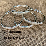 4pcs Silver Plated Adjustable Bracelets Hollow Bangles for Women