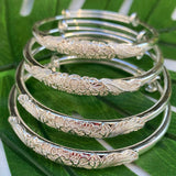 4pcs Silver Plated Adjustable Bracelets Hollow Bangles for Women