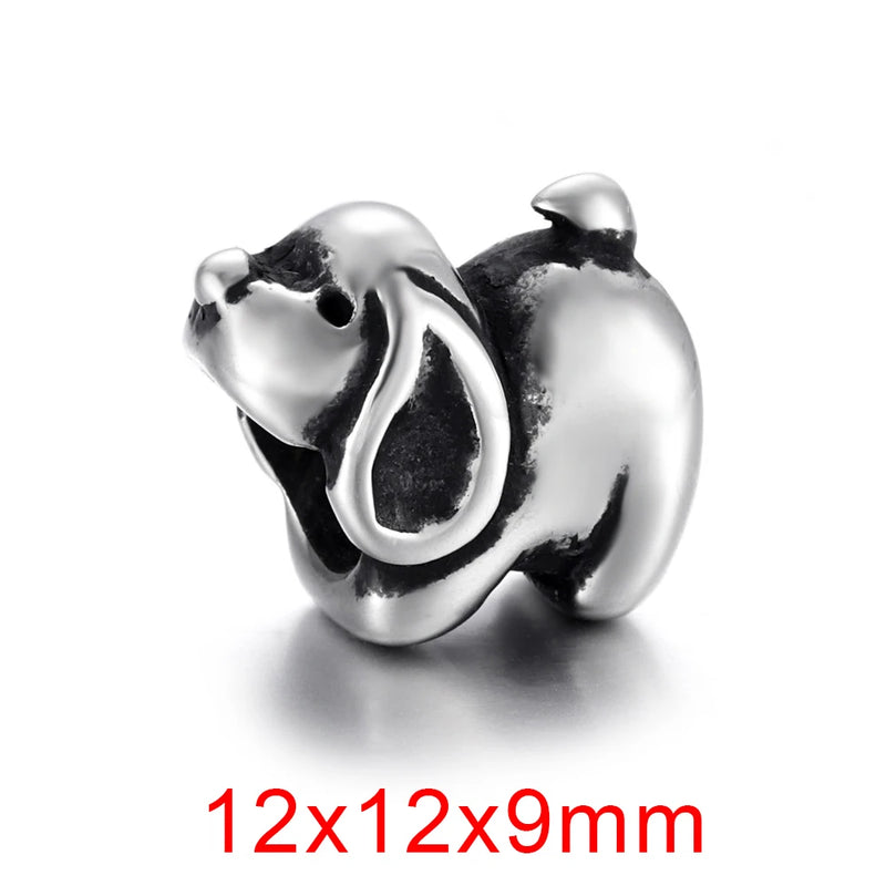 4pcs Stainless Steel 5mm Hole Slider Animal Beads Charms for Pando Bracelet