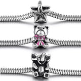 4pcs Stainless Steel 5mm Hole Slider Animal Beads Charms for Pando Bracelet