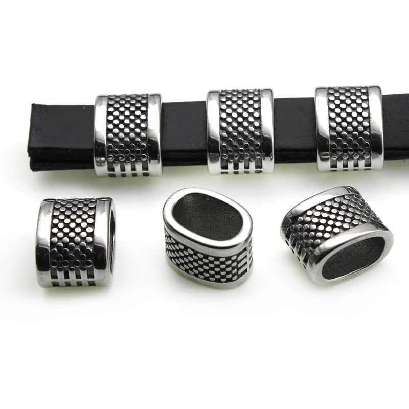 4pcs Stainless Steel Carved Spacer Tube Beads for Jewelry Making