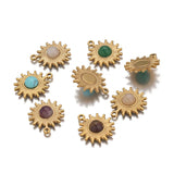 4pcs Stainless Steel Sun Flower Charms Natural Stone Pendants for DIY Jewelry