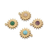 4pcs Stainless Steel Sun Flower Charms Natural Stone Pendants for DIY Jewelry