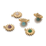 4pcs Stainless Steel Sun Flower Charms Natural Stone Pendants for DIY Jewelry