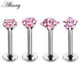 4pcs Stainless Steel Tragus Earrings Crystal Cartilage Ear Stud Piercings