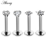 4pcs Stainless Steel Tragus Earrings Crystal Cartilage Ear Stud Piercings