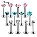 4pcs Stainless Steel Tragus Earrings Crystal Cartilage Ear Stud Piercings