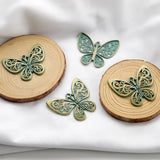 4pcs Verdigris Butterfly Flower Charms Pendant DIY Necklace Wind Chime Jewelry