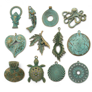 Vintage Patina Bronze Round Pendant Charms For Necklace Jewelry Making