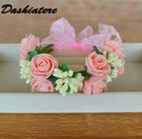 4pcs Wedding Bride Hand Flower Pink Ivory Rose Bridesmaid Wrist Corsage