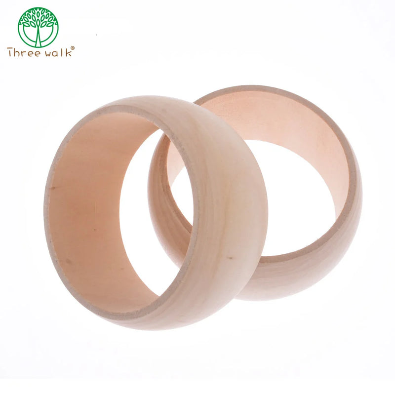 4pcs Unfinished Wooden Bangle Bracelet For Women Gift