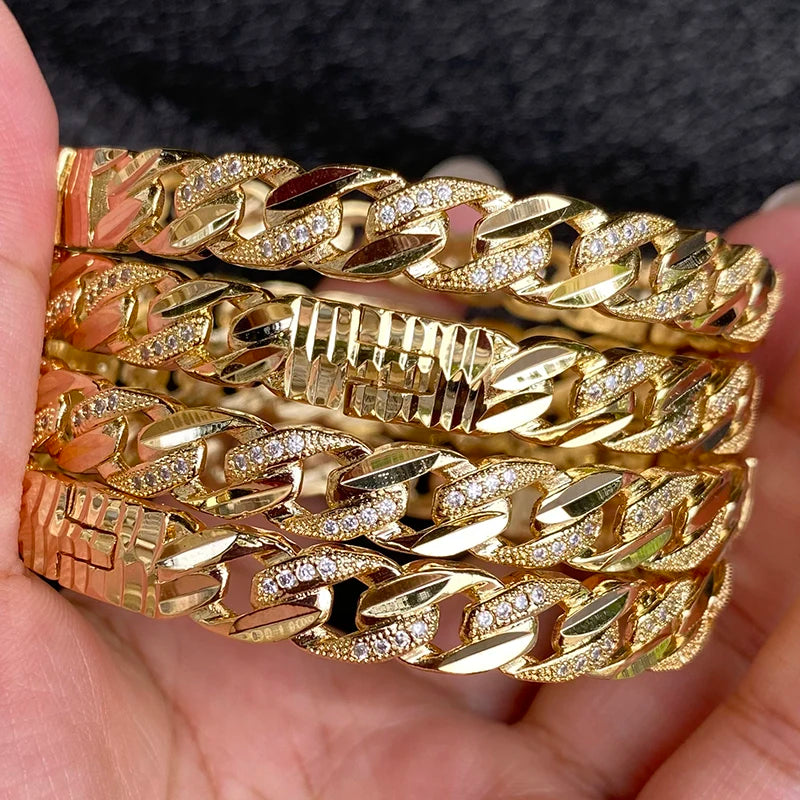 Dubai Africa Bangles for Women with Rhinestones Saudi Arabia Bracelets
