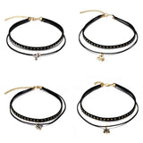 4pcs/lots Choker Necklace Leather Jewelry for Women