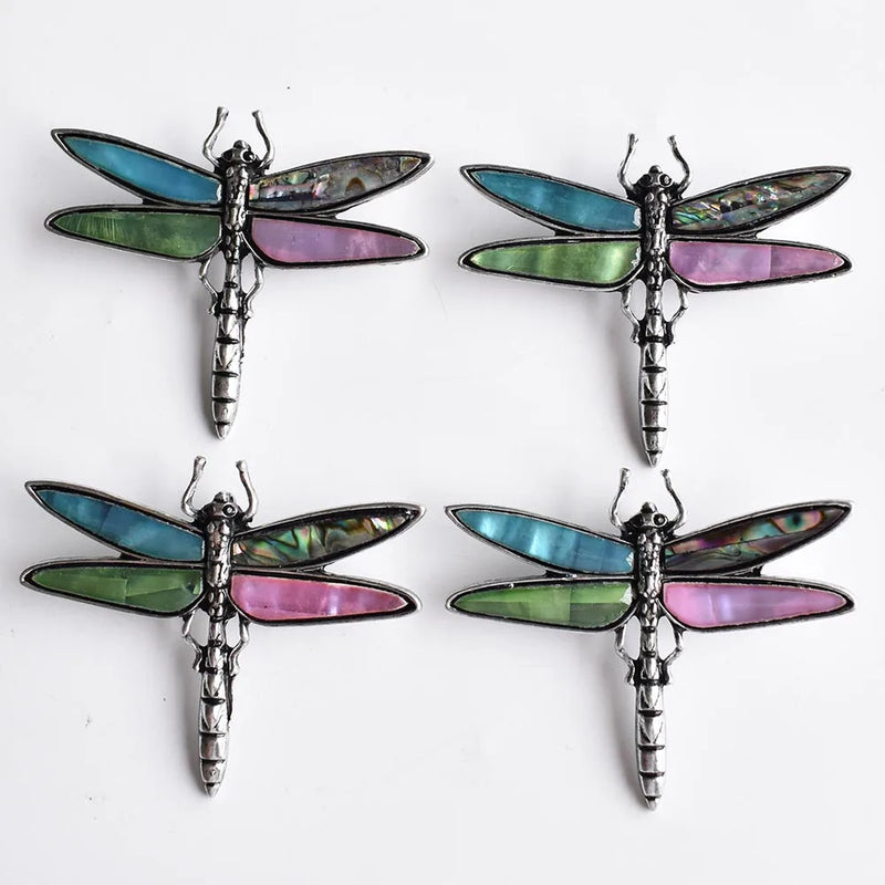 Dragonfly Abalone Shell Brooch/Pendant 60x50mm