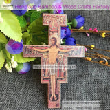 4pcs 12.3cm Wooden Orthodox Crucifix, San Damiano Wall Cross