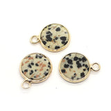 4pcs Natural Stone Pendants Flat Round Charm 14x18mm