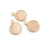 4pcs Natural Stone Pendants Flat Round Charm 14x18mm
