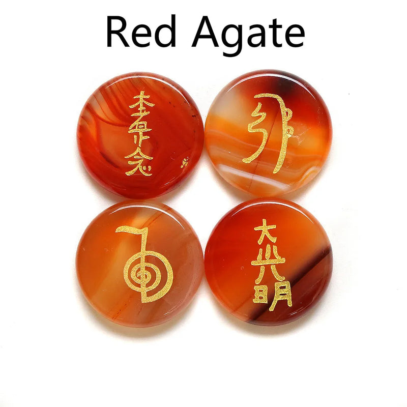 4pcs Reiki Healing Stone 5x25mm 10Colors Symbols of Religion No Hole