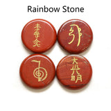 4pcs Reiki Healing Stone 5x25mm 10Colors Symbols of Religion No Hole