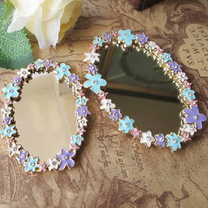 4pcs Ellipse Flower Mirror Cell Phone DIY Alloy Decoration