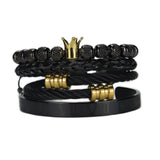 Adjustable Stainless Steel Crown Men Bracelet Set