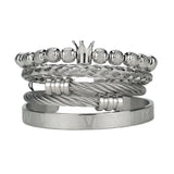 Adjustable Stainless Steel Crown Men Bracelet Set