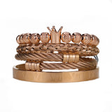 Adjustable Stainless Steel Crown Men Bracelet Set
