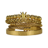 Adjustable Stainless Steel Crown Men Bracelet Set