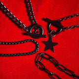 Halloween Gothic Necklace Heart Star Pendant Multilayer Chains Collares