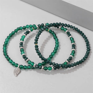 Boho Leaf Pendant Bracelet Natural Stone Beads Charm Bracelets Gift
