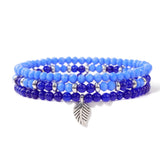 Boho Leaf Pendant Bracelet Natural Stone Beads Charm Bracelets Gift