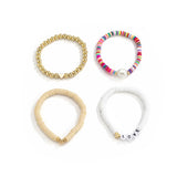 Boho LOVE Charm Bracelet Set for Women Polymer Clay Disc Brush Friendship