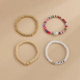 Boho LOVE Charm Bracelet Set for Women Polymer Clay Disc Brush Friendship