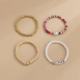 Boho LOVE Charm Bracelet Set for Women Polymer Clay Disc Brush Friendship