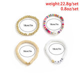 Boho LOVE Charm Bracelet Set for Women Polymer Clay Disc Brush Friendship