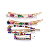 4pcs Crystal Rhinestone Hairpin Colorful Geometric Hair Clip Girls ZA Barrettes