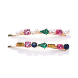4pcs Crystal Rhinestone Hairpin Colorful Geometric Hair Clip Girls ZA Barrettes
