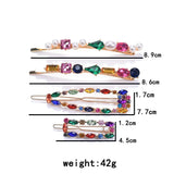 4pcs Crystal Rhinestone Hairpin Colorful Geometric Hair Clip Girls ZA Barrettes