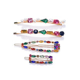 4pcs Crystal Rhinestone Hairpin Colorful Geometric Hair Clip Girls ZA Barrettes