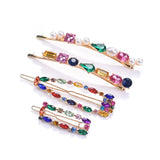 4pcs Crystal Rhinestone Hairpin Colorful Geometric Hair Clip Girls ZA Barrettes