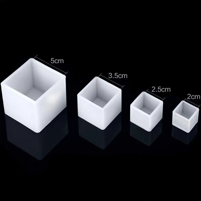 4pcs DIY Silicone Pendant Mold Resin Casting Mould Craft Tool Epoxy Cube Molde