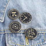 4pcs Enamel Pin Set Science Math Music Brooches Metal Badges Bag Hat Accessories