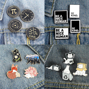 4pcs Enamel Pin Set Science Math Music Brooches Metal Badges Bag Hat Accessories