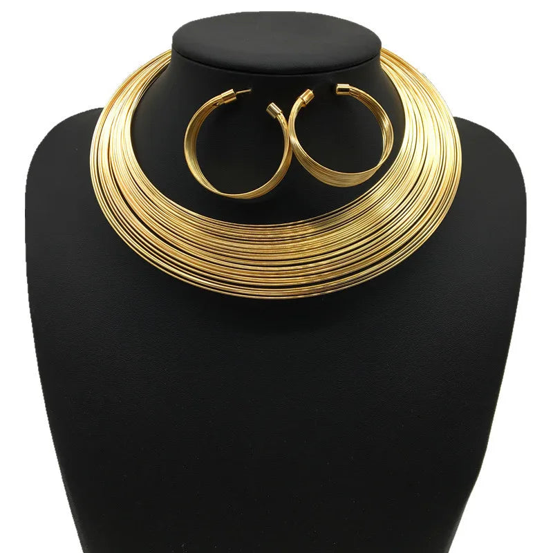Europe Metal Collar Choker Necklace Punk Wide Alloy Collars Statement Necklace